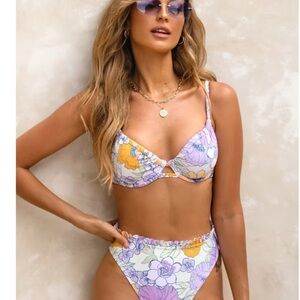 Purple and Orange High-Waisted Bikini Set